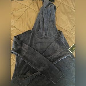 Velvet Juicy Couture cropped pullover hoodie. Navy blue. Small.